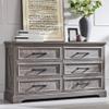 ACCOHOHO Farmhouse 6 Drawer Dresser for Bedroom, 52 Inch Wide Modern Dresser TV Stand with Large Drawers & Bar Handles, Rustic Wood Chest of Drawers for Bedroom, Living Room, Hallway, Grey view 1