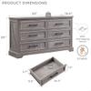 ACCOHOHO Farmhouse 6 Drawer Dresser for Bedroom, 52 Inch Wide Modern Dresser TV Stand with Large Drawers & Bar Handles, Rustic Wood Chest of Drawers for Bedroom, Living Room, Hallway, Grey view 2