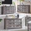 ACCOHOHO Farmhouse 6 Drawer Dresser for Bedroom, 52 Inch Wide Modern Dresser TV Stand with Large Drawers & Bar Handles, Rustic Wood Chest of Drawers for Bedroom, Living Room, Hallway, Grey view 3