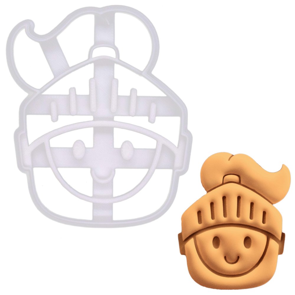 BAKERLOGY Cute Knight Face Cookie Cutter - Detailed Biscuit Cutter Design for Baking and Crafts, ideal on fondant, dough, clay