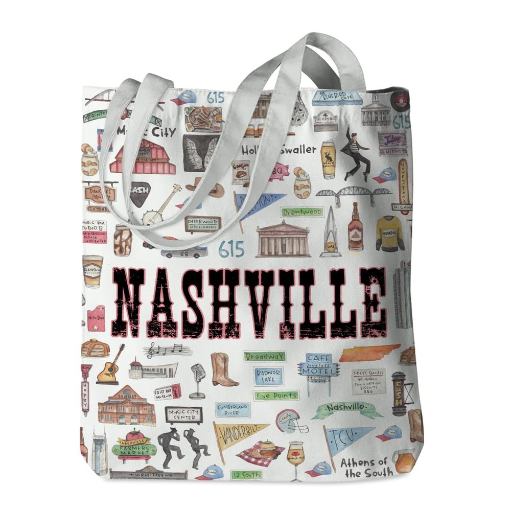 Nashville Tote Bag Nashville Gifts Travel Souvenir Gift Weekender Bags for Women City Lovers Beach Bag Reusable Grocery Bags for Shopping Camping Christmas Birthday Trip Gifts Favors