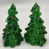 Holiday Christmas Trees - Lot of 2 Small Trees - American Made - Mosser Glass USA (Hunter Green) view 1