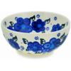 Polmedia Polish Pottery Bowl 5-inch - Blue Winter Poppies Pattern Handmade in Boleslawiec Poland by Ceramika Bona + Certificate of Authenticity view 1