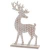 Boston International Christmas Statue Figurines for Tabletop Mantel Shelf Winter Holiday Decorations for Home, Standing, White Wash Basketweave Deer view 2