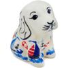 Polmedia Polish Pottery Dog Figurine - Sweet Sailboats Pattern Handmade in Boleslawiec Poland by Ceramika Bona + Certificate of Authenticity view 1