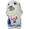 Polmedia Polish Pottery Dog Figurine - Sweet Sailboats Pattern Handmade in Boleslawiec Poland by Ceramika Bona + Certificate of Authenticity view 2