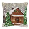 Peking Handicraft Holiday Woods Cabin 20" x 16" Hooked Wool Throw Pillow with Polyfill Insert view 1