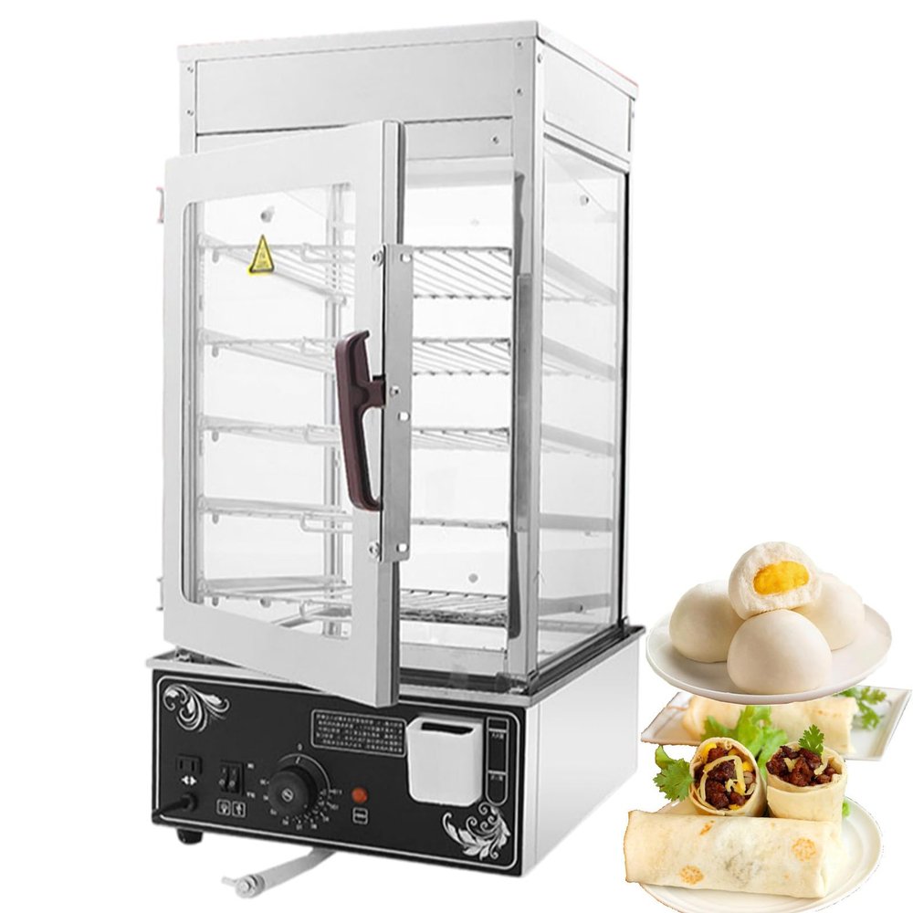 forplubossmmp Electric Steamed Buns Machine/Bun Steamer Showcase 1200W Hot Food Warmer/Steamed Bread Warmer Kitchen Steamer With Tempered Glass/for Convenience Store Restaurant 30-110