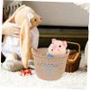 Ciieeo Woven Storage Basket Handle Small Tabletop Organizer Pp Material Home Basket for Organizing Brown view 4