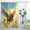 DESIHOM Funny Wing Highland Cow Shower Curtain Set 62" x 72" with Hooks, Cool Farm Angel Bull Bathroom Decor, Fun Wildlife Animal Bath Accessories Polyester Fabric view 2