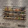 3 Tier Wall Mount Wine Rack,Modern Wine Storage Rack Wall Mounted,Iron Bar Liquor Shelf,Wood Shelf,Metal Bottle Holder Multi Functional Wine Storage Display Rack for Home Bar Dining Room Kitchen view 2