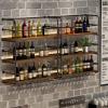 3 Tier Wall Mount Wine Rack,Modern Wine Storage Rack Wall Mounted,Iron Bar Liquor Shelf,Wood Shelf,Metal Bottle Holder Multi Functional Wine Storage Display Rack for Home Bar Dining Room Kitchen view 3