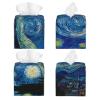 Tissue Box Cover The Starry Night Van Gogh Modern PU Leather Square Tissue Box Holder - Decorative Holder/Organizer for Bathroom Vanity Countertop, Night Stands, Office Desk & Car 5"X5"X5" view 2