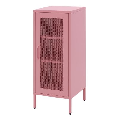 Slim Metal Storage Cabinet with Mesh Doors - 42'' Tall Narrow Organizer Tower, Compact Freestanding Cabinet, Versatile Utility Storage for Home, Office, Bedroom, or Kitchen, Durable and Modern Design