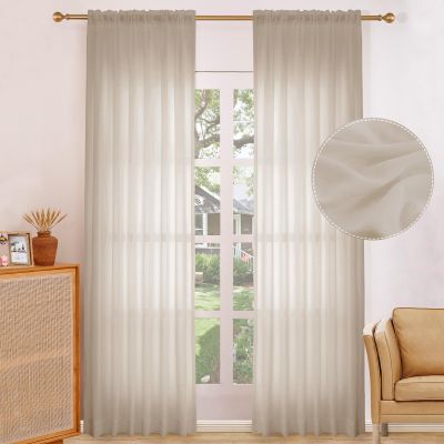 DotheDrape Semi Sheer Rod Pocket Curtains, 82 Inches Long for Living Room