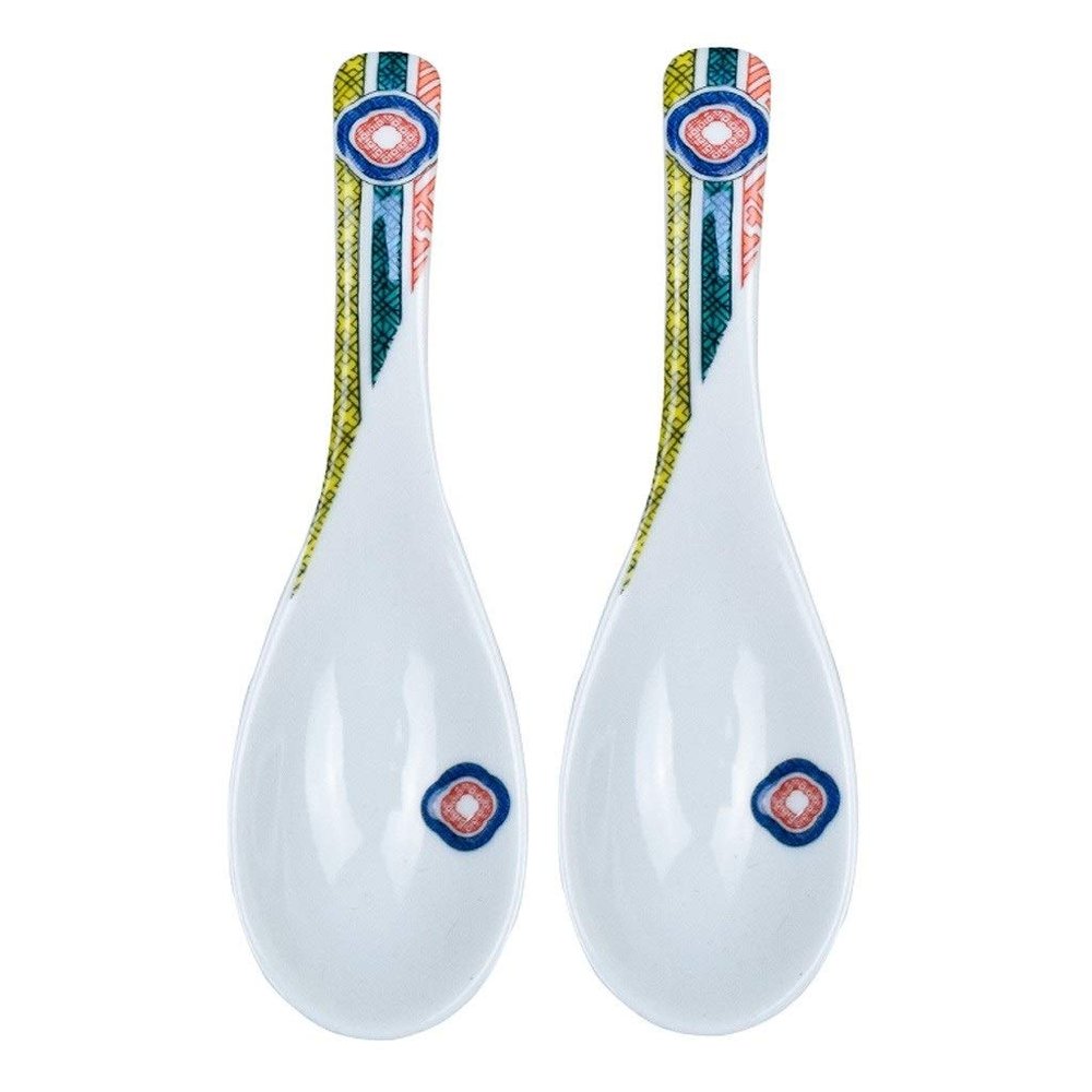 ARCEFT scoop Set of Two Japanese Porcelain Soup Spoons 5.4"" Handmade Ceramic Soup Spoon Retro Design soup spoon (Color : D), 20010125