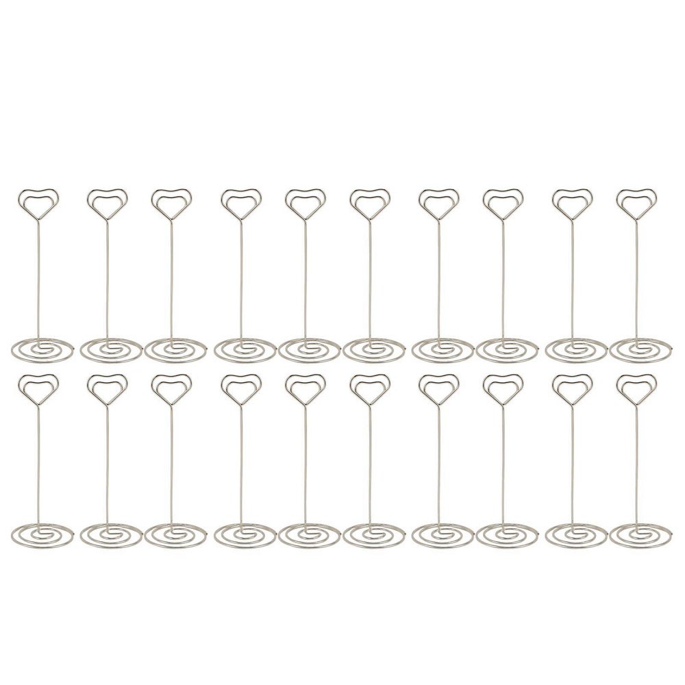 NOENNULL 20Pcs Place Card Holders for Table Number Holders, Wire Picture Holders, Small Table Card Holders, Photo Holders for Centerpieces, Wedding Reception, Party, Birthday (Silver)