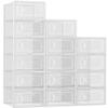 Foluck Shoe Storage Box, 15 Pack Clear Plastic Stackable Shoe Organizer for Closet, Interlocking Design Shoe Container Bins for Sneakers, Foldable Shoe Rack with Lids, White view 1