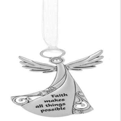 Ganz Faith Makes All Things Possible Hanging Ornament, 3.25-inch Height, Silver, Zinc, Polypropylene, Glass