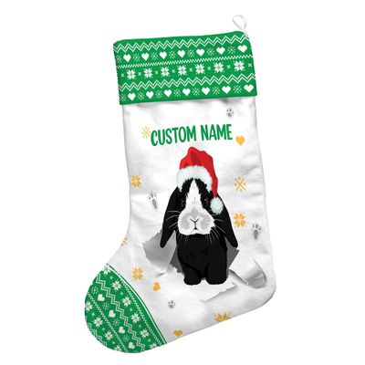 Generic Camelliaa Shop Personalized Rabbit Christmas Stocking M-L, rabbit stocking, christmas stocking with rabbit (Style 2, Velboa), Medium, Bulldog