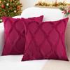 decorUhome Spring Euro Sham Throw Pillow Covers 26x26 Inch Set of 2, Soft Plush Faux Fur Wool Burgundy Accent Couch Pillow Covers for Modern Farmhouse Bed Sofa Living Room view 1