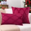 decorUhome Spring Euro Sham Throw Pillow Covers 26x26 Inch Set of 2, Soft Plush Faux Fur Wool Burgundy Accent Couch Pillow Covers for Modern Farmhouse Bed Sofa Living Room view 4
