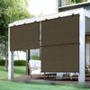 Bynbbur 7'W x 7'H Outdoor Patio Shades Foldable Roller Blinds, 220 GSM Sun Shade Roll Up Porch Screens Exterior Shade Cloth for Deck Pergola Backyard, Brown view 1