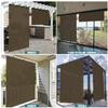 Bynbbur 7'W x 7'H Outdoor Patio Shades Foldable Roller Blinds, 220 GSM Sun Shade Roll Up Porch Screens Exterior Shade Cloth for Deck Pergola Backyard, Brown view 3