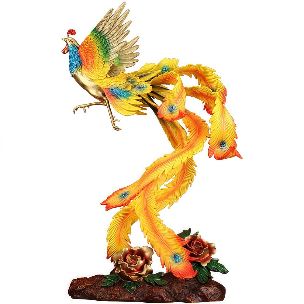 Pure Copper Phoenix Statues, Feng Huang Statues - Fenghuang Statues, Feng Shui Gifts, Feng Shui Decor (Large)