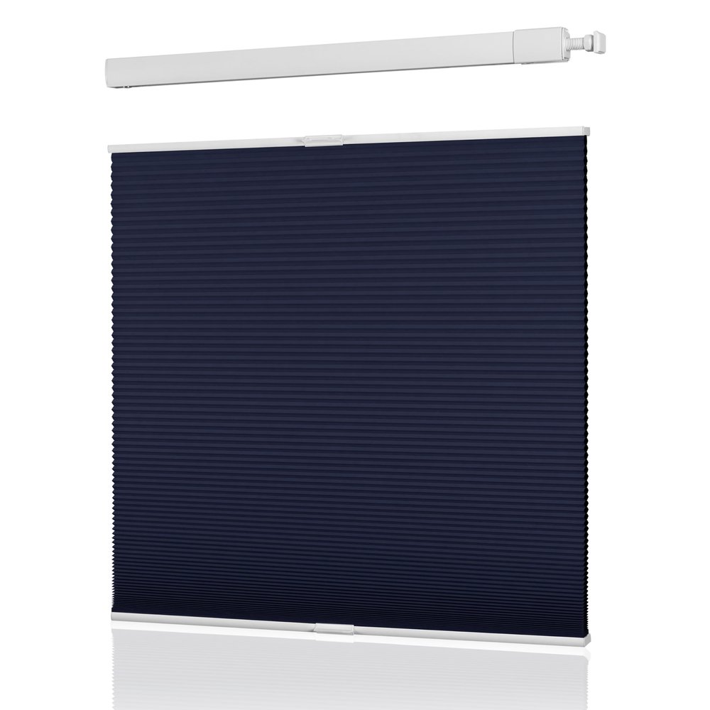 ZimJAHO No Drill No Tools Cellular Shades Top Down Bottom Up Blackout Cordless Honeycomb Blinds Easy to Install UV Protection Window Shades for Office Home Noise Reduction, Dark Blue, 51" W x 48" H