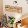 Ecowillon Wooden Rattan Wall Shelf - 24 Nursery Hanging Book Shelves for Wall, Picture Ledge Wicker Shelf, Boho Decorative Shelves for Netural Nursery Decor, Floating Rattan Shelf for Office,Bedroom view 4