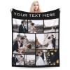 CYAHSJE Custom Blankets with 8 Photos and Text, Personalized Picture Blankets with Multiple Designs,Customized Blanket Gifts for Christmas Birthday Valentine's Day view 1