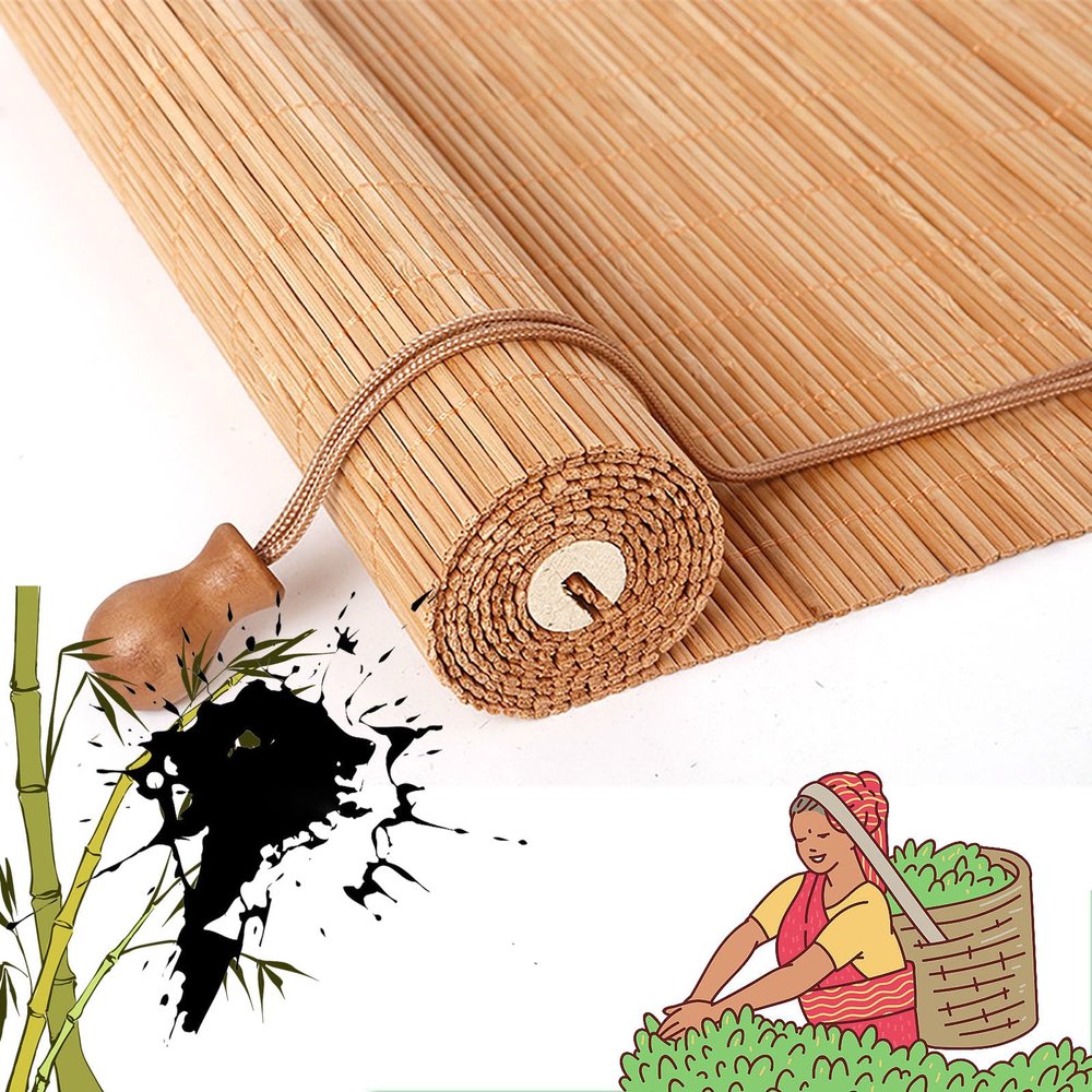 A1 Bamboo Roll-Up Blinds - Retro Patio Shades, 6775in/170191cm (WH)