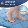 OLANLY Memory Foam Bath Mat 30x20, Ultra Soft and Absorbent Bathroom Rugs, Machine Washable, Comfortable Bath Carpet for Bathroom Floor, Tub and Shower, Blue view 3