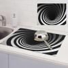 Dish Drying Mat for Kitchen Counter 18x24 Inch Microfiber Dish Drying Pad Black and white spiral tunnel Absorbent Large Dishes Drainer Mats for Kitchen Countertops Sinks Draining Racks view 1