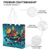 BTCOWZRV Canvas Tote Bag for Women Reusable Grocery Bag Fruit And Spoon Shopping Bags Casual Shoulder Bag Handbag view 4