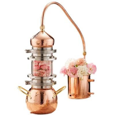 MiBoce Home Moonshine Still Distiller, 2L/3L Pure Copper Alembic Still, with Removable Glass Accessories, Water Pump Hose, for Whiskey, Moonshine Essential Oils