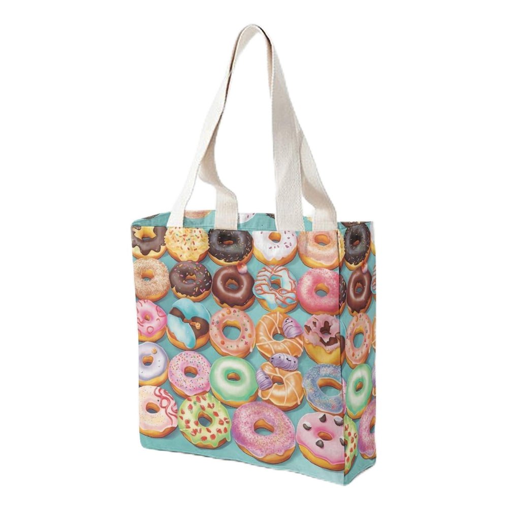 BTCOWZRV Canvas Tote Bag for Women Reusable Grocery Bag Coffee And Donuts Shopping Bags Casual Shoulder Bag Handbag