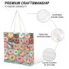 BTCOWZRV Canvas Tote Bag for Women Reusable Grocery Bag Coffee And Donuts Shopping Bags Casual Shoulder Bag Handbag view 4