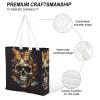 BTCOWZRV Canvas Tote Bag for Women Reusable Grocery Bag Skull And Butterfly Shopping Bags Casual Shoulder Bag Handbag view 4