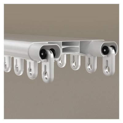 Outdoor Gazebo Double Curtain Track System, Bedroom/Living Room/Hospital/Office Sliding Conjoined Twin Row Rail Rod Ceiling Mount, 3ft-26ft Custom, Heavy Duty Aluminum ( Color : White , Size : Length-