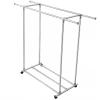 Heavy duty Garment rack Double Rod Clothing Rack On Wheels, Extendable Hanging Rod, Heavy Duty Clothes Rail With Shelves, Portable Closet Organizer For Bedroom, Stainless Steel Clothes Drying Rack view 1