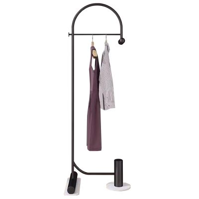 Heavy duty Garment rack Heavy Duty Clothing Rack With Marble Base, 2-in-1 Multifunctional Metal Coat Rack With 2 Hooks, Freestanding Space-saving Clothes Organizer For Bedroom And Office (Black )