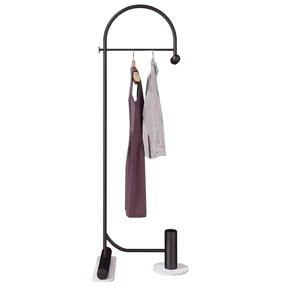 Heavy duty Garment rack Heavy Duty Clothing Rack With Marble Base, 2-in-1 Multifunctional Metal Coat Rack With 2 Hooks, Freestanding Space-saving Clothes Organizer For Bedroom And Office (Black )