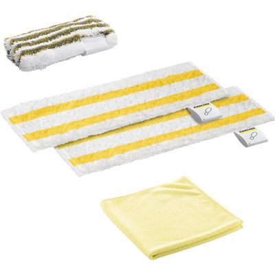 Krcher Cleaning Cloths Set, 2 Universal Floor Cloths (Ultra Fine Fibre), 1 Abrasive Cover for Manual Nozzle and 1 Polishing Cloth, Original Accessories for Steam Cleaners Krcher