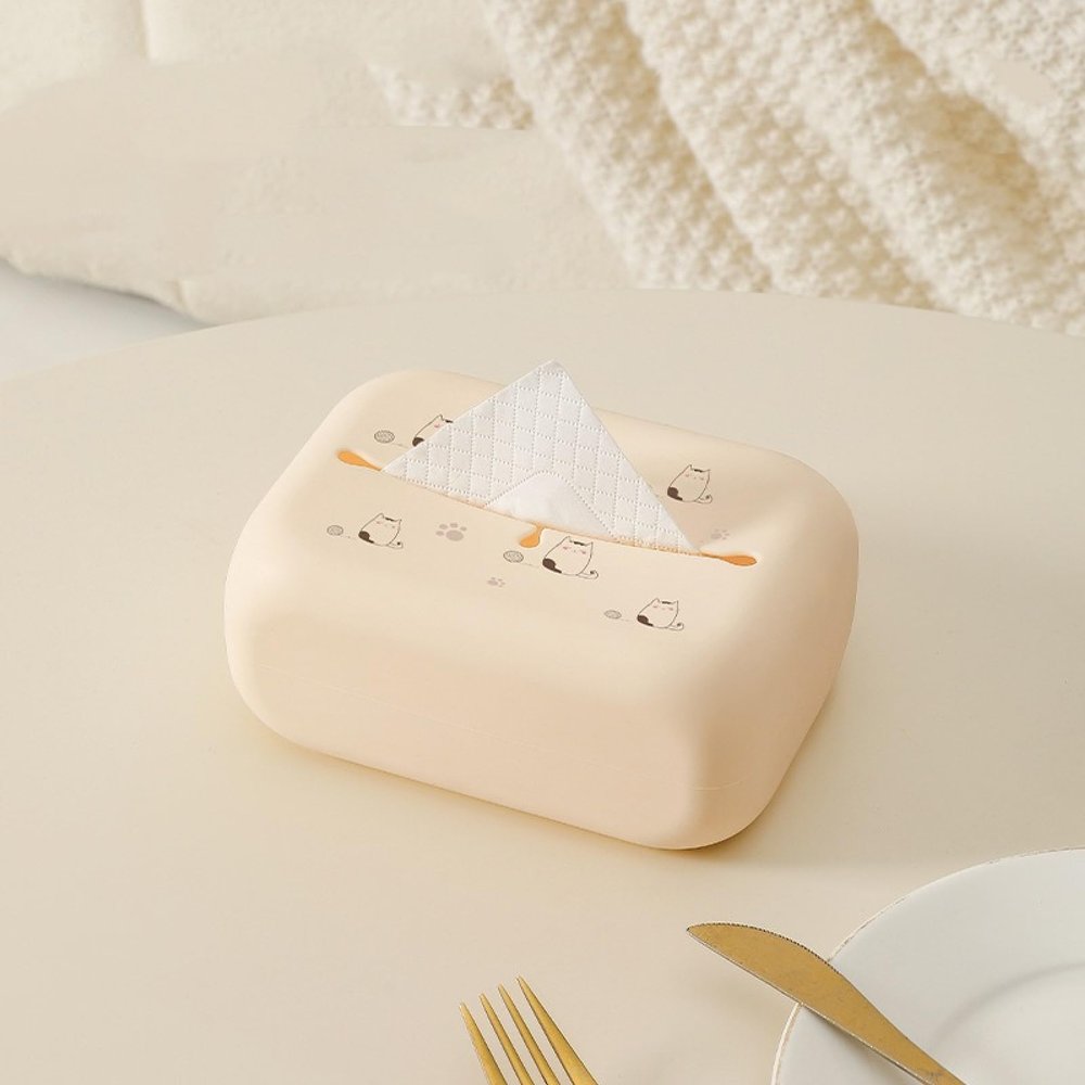 Cream Wind Tissue Box, Silicone Creative Living Room Drawer Box, Bedroom Coffee Table, Napkin Storage Box