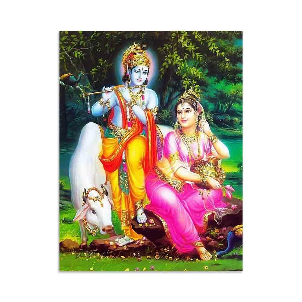 BAISHUNLI Canvas Wall Art Print Krishna Art Paintings Radha Krishna Poster Home Decor Krishna Radha Posters and Prints Wall Art Unframed 8x10inch