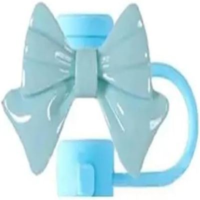 Blue bow Straw Cover for Stanley 40&30 Oz Cup, 10mm Silicone Straw Covers Cap for Stanley Cup Accessories, Cute Straw Topper for Tumblers, Straw Cap Stopper for Reusable Straws Tip LidsDM515
