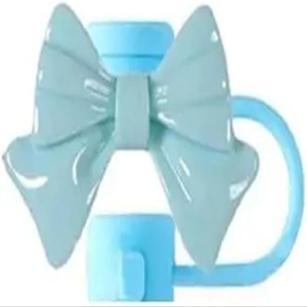 Blue bow Straw Cover for Stanley 40&30 Oz Cup, 10mm Silicone Straw Covers Cap for Stanley Cup Accessories, Cute Straw Topper for Tumblers, Straw Cap Stopper for Reusable Straws Tip LidsDM515