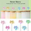 Blue bow Straw Cover for Stanley 40&30 Oz Cup, 10mm Silicone Straw Covers Cap for Stanley Cup Accessories, Cute Straw Topper for Tumblers, Straw Cap Stopper for Reusable Straws Tip LidsDM515 view 3